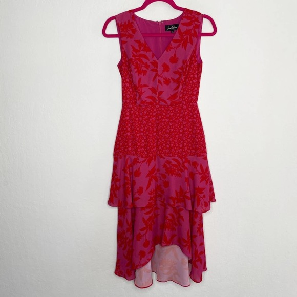 Sam Edelman Pink Mixed Floral Sleeveless Tiered Midi Dress 0 - Picture 13 of 14